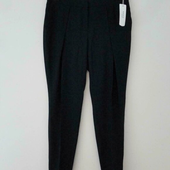NWT AKRIS Navy Blue Layered Pleated Tapered Leg Mina Trouser Pants 8 - Picture 1 of 5